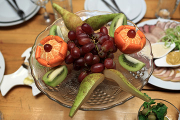 Plate with various fruits