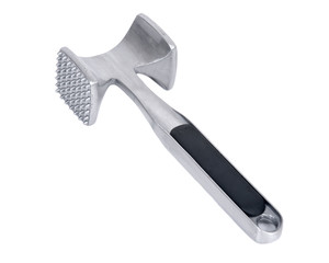 Metal meat hammer tenderizer separated on white background