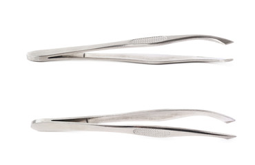 Steel cosmetic tweezers isolated