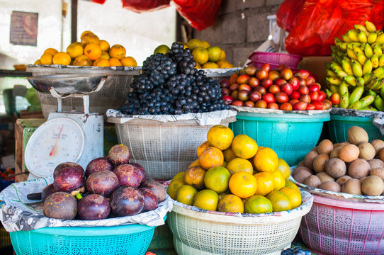 Open air fruit market in the village