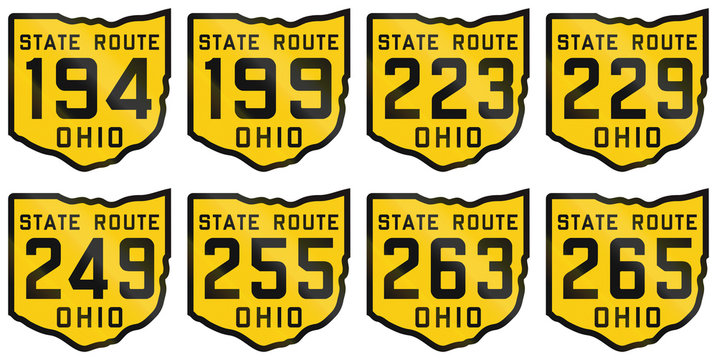 Collection of historic Ohio Route shields from 1920 used in the United States