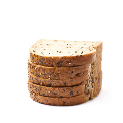 Pile of the white bread's slices isolated
