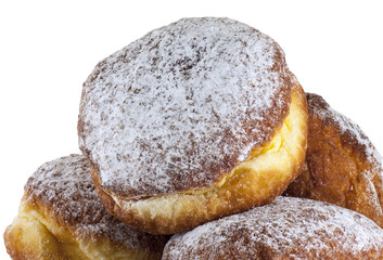 sweet donuts on a black plate, clipping path