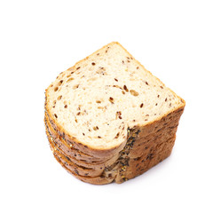Pile of the white bread's slices isolated