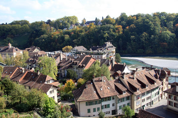 Fototapeta na wymiar Cityscape of Bern / Urban development on the banks of the River Aare