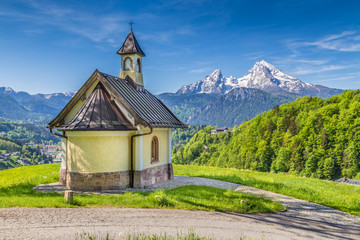 Lockstein Chapel with Watzmann in Berchtesgaden, Bavaria, Germany