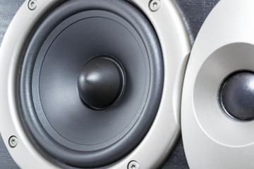 black acoustic speaker closeup