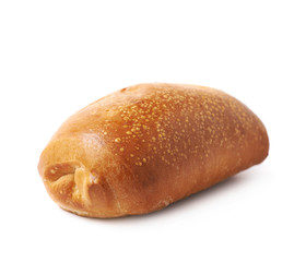Pastry pocket with sausage isolated