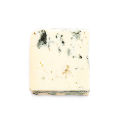 Single slice of blue cheese isolated