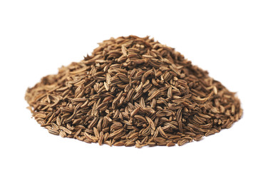 Pile of cumin seeds isolated