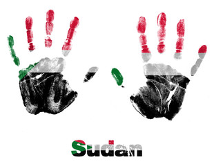 Handabdrücke mit Flagge Sudan