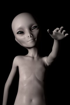 Alien - the grey- isolated on black background