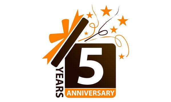 5 Years Gift Box Ribbon Anniversary 