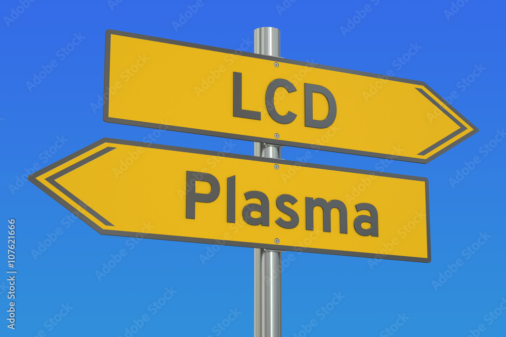 Poster lcd vs plasma concept, 3d rendering