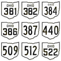 Collection of historic Ohio Route shields used in the United States