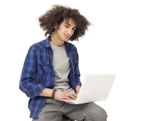 Young man working on laptop