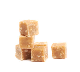 Toffee candy with nuts isolated