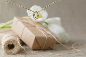 Fototapeta na wymiar Wedding decoration with craft paper
