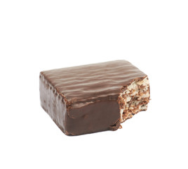 Chocolate waffle candy bar isolated