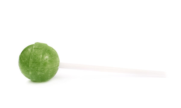 Green Lollipop Candy Isolated