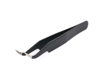 Black tweezers tool isolated