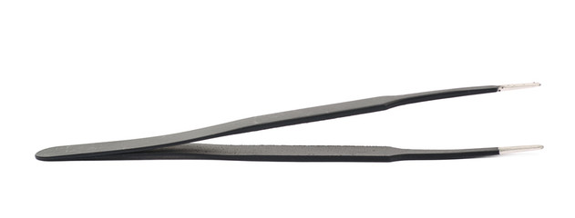 Black tweezers tool isolated