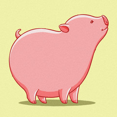 funny cartoon cute  fat pig illustration