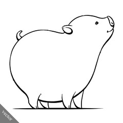 funny cartoon cute vector fat pig illustration