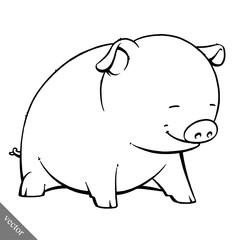 funny cartoon cute vector fat pig illustration