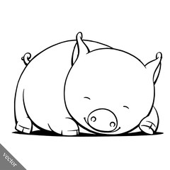 funny cartoon cute vector fat pig illustration