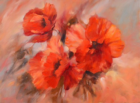 poppies handmade painting