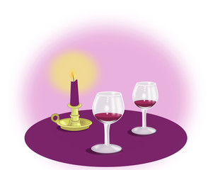 Wine Glasses and Candle
