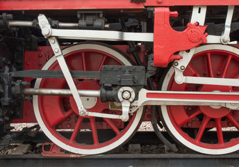 wheels of a locomotive