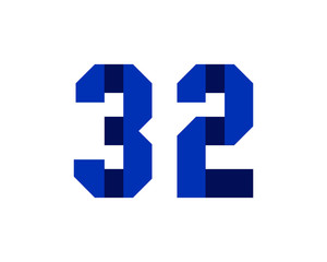 32 blue ribbon number logo