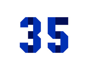 35 blue ribbon number logo