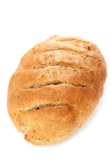 Homemade bread isolated on white background, shot from above
