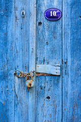  Old blue wooden front door
