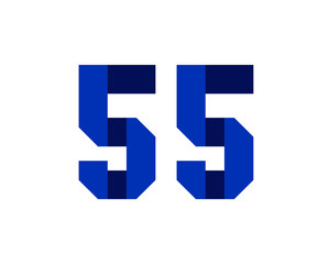 55 blue ribbon number logo