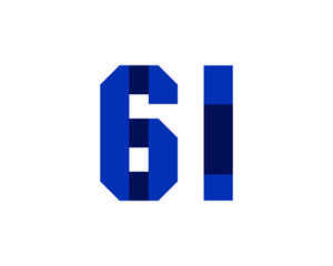 61 blue ribbon number logo