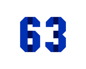 63 blue ribbon number logo