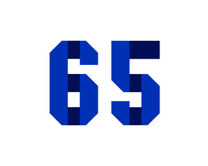 65 blue ribbon number logo
