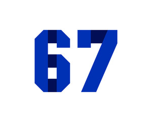 67 blue ribbon number logo