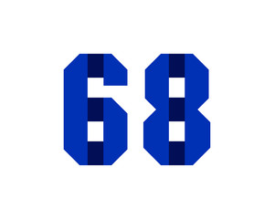 68 blue ribbon number logo