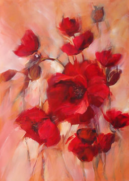 poppies handmade painting