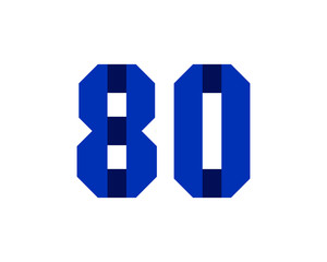 80 blue ribbon number logo