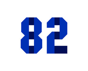 82 blue ribbon number logo