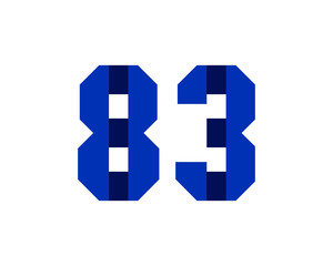 83 blue ribbon number logo