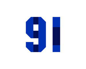 91 blue ribbon number logo