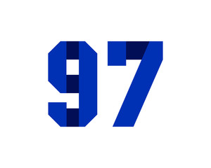 97 blue ribbon number logo