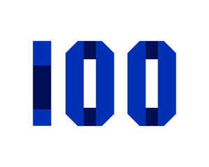 100 blue ribbon number logo